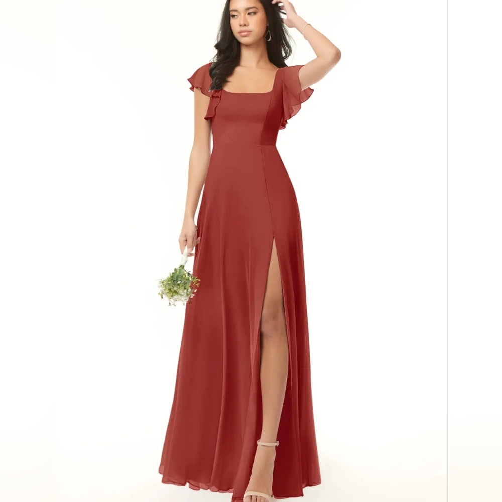 Azazie Bondi Terracotta Size A0 Chiffon Dress